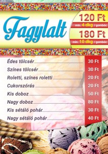 fagylalt, jegeskávé, fröccs, tábla, reklám, design